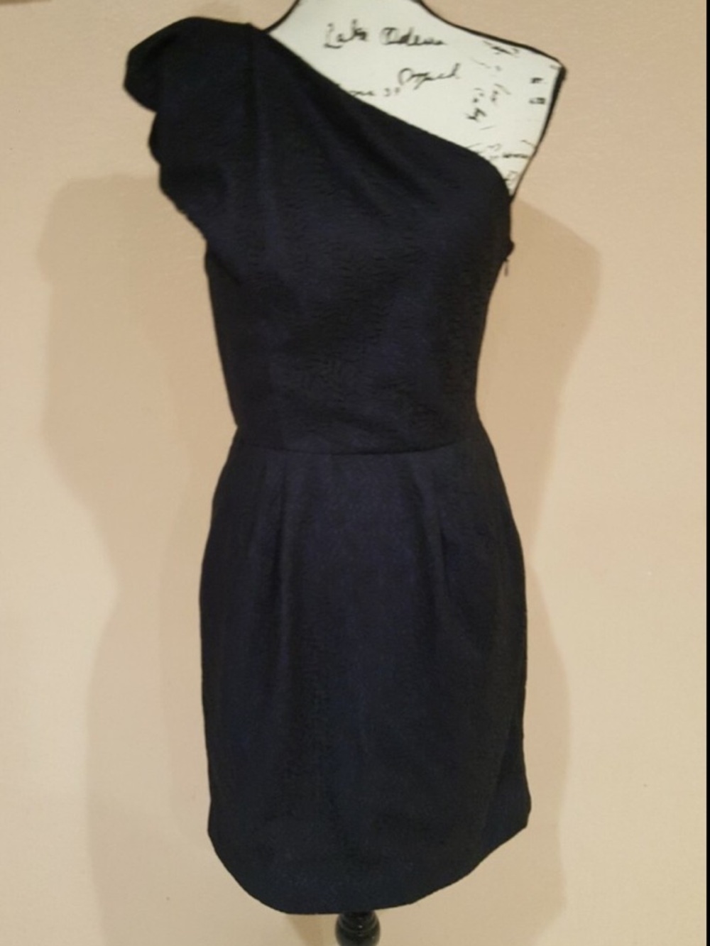 BCBGeneration One-Shoulder Navy Lace Cocktail Dress